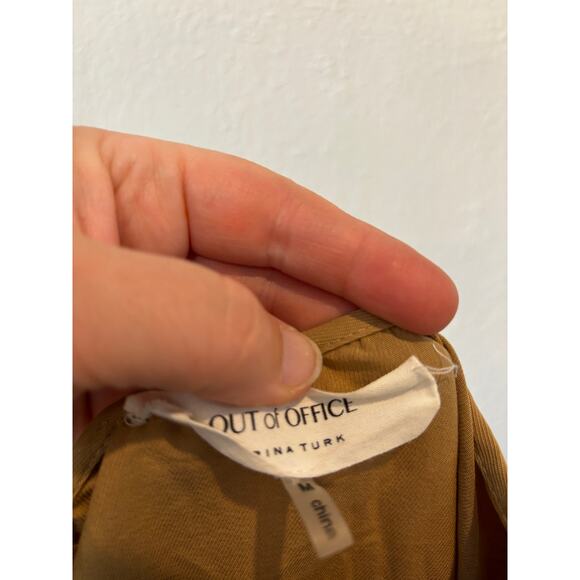 Out of Office by Trina Turk Dress Womens Size M Medium Brown Tencel Ruffles - Picture 3 of 4
